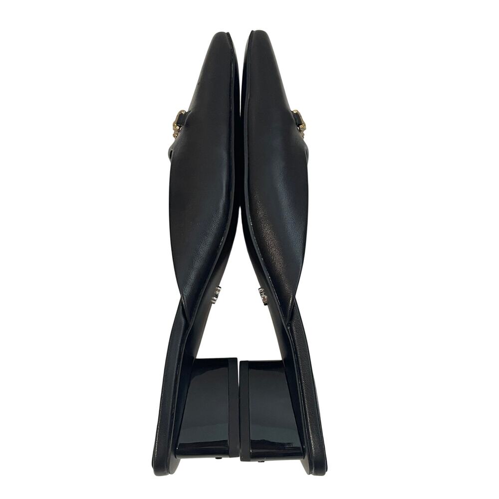 Sam Edelman Black Leather Slip-On Mules with Gold Bit Detail - Picture 5 of 11